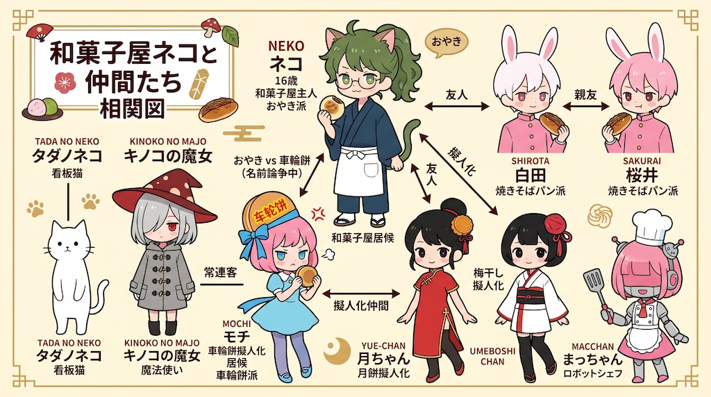 和菓子屋ねことかの相関図