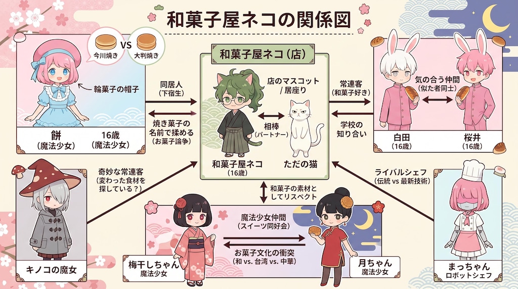 和菓子屋ねことかの相関図