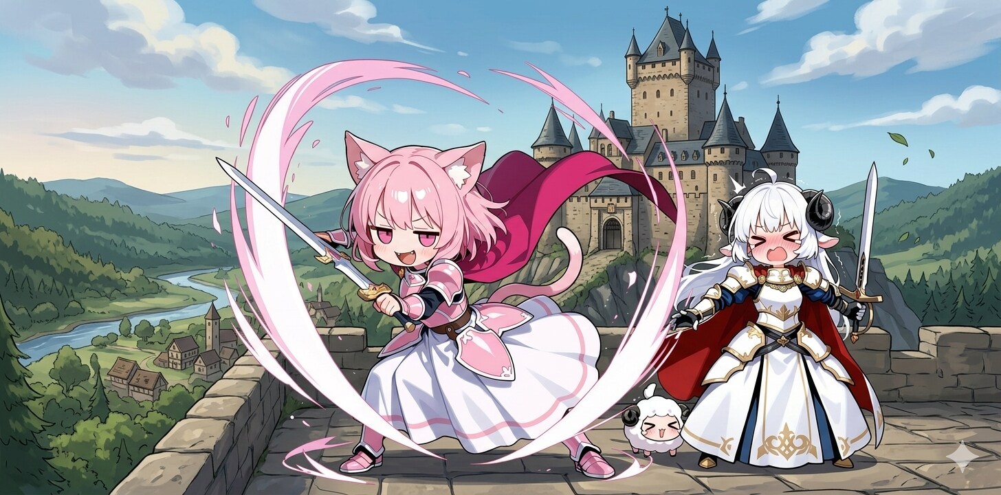 ひゃぁぁ～っ！！ね、ねこさ～ん！！私、こ、怖いですぅ～！！！😱 | の人気AIイラスト・グラビア