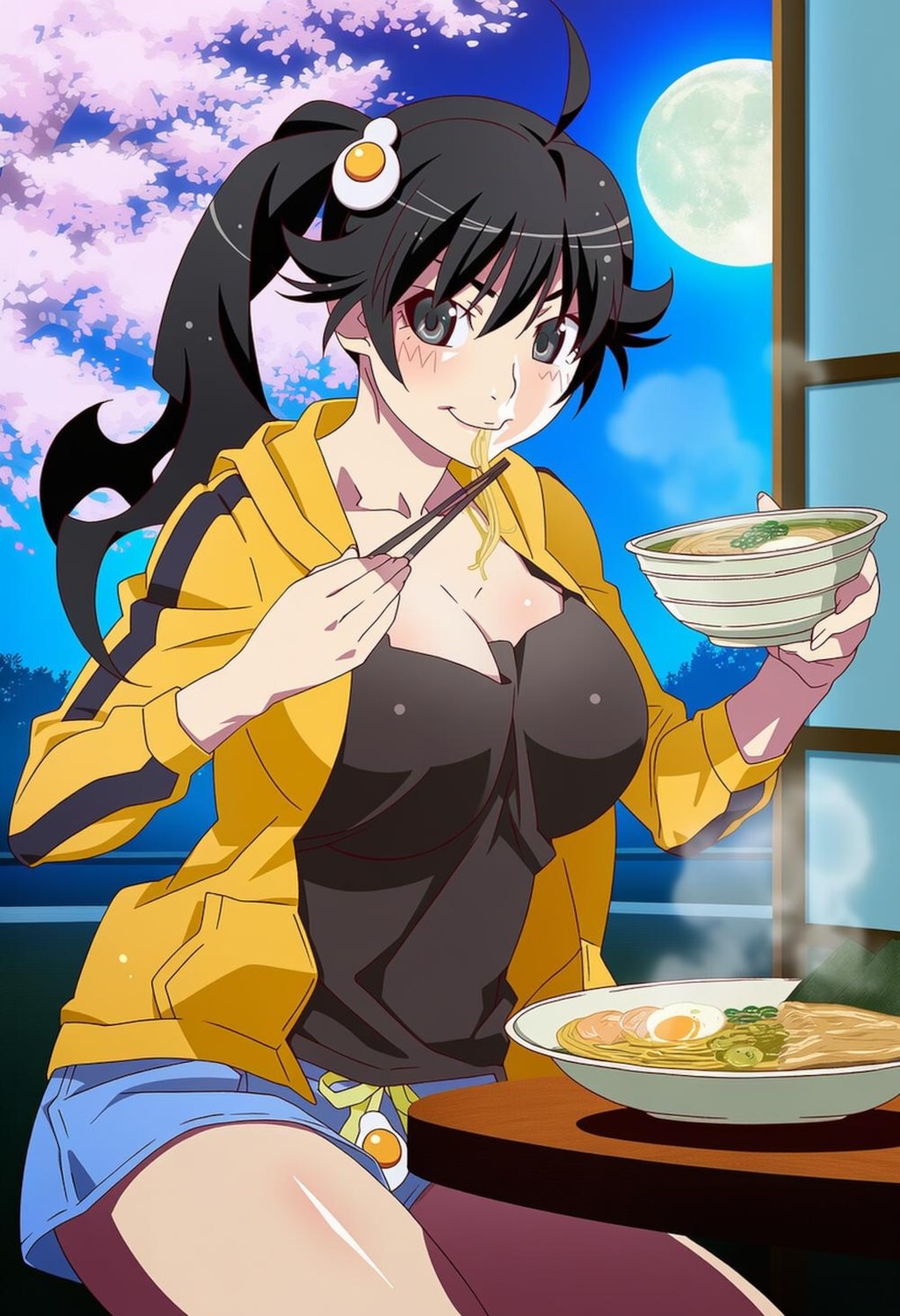 春の目玉焼き食べる私服コスプレ大きいほうの妹人妻