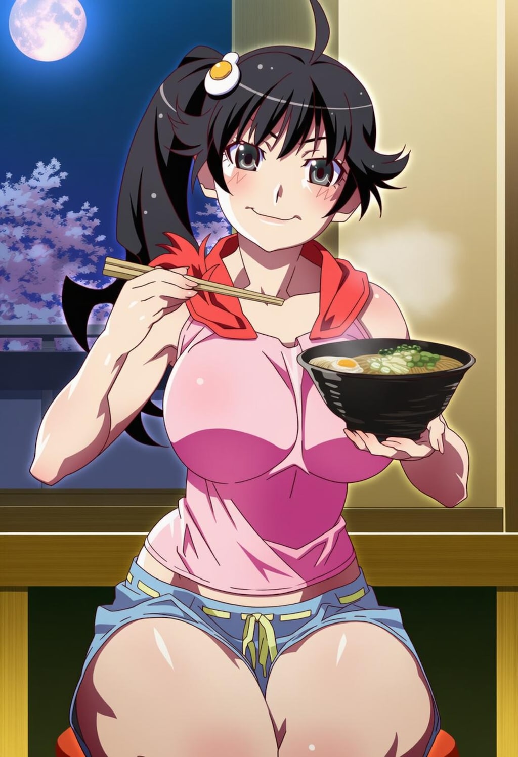 春の目玉焼き食べる私服コスプレ大きいほうの妹人妻