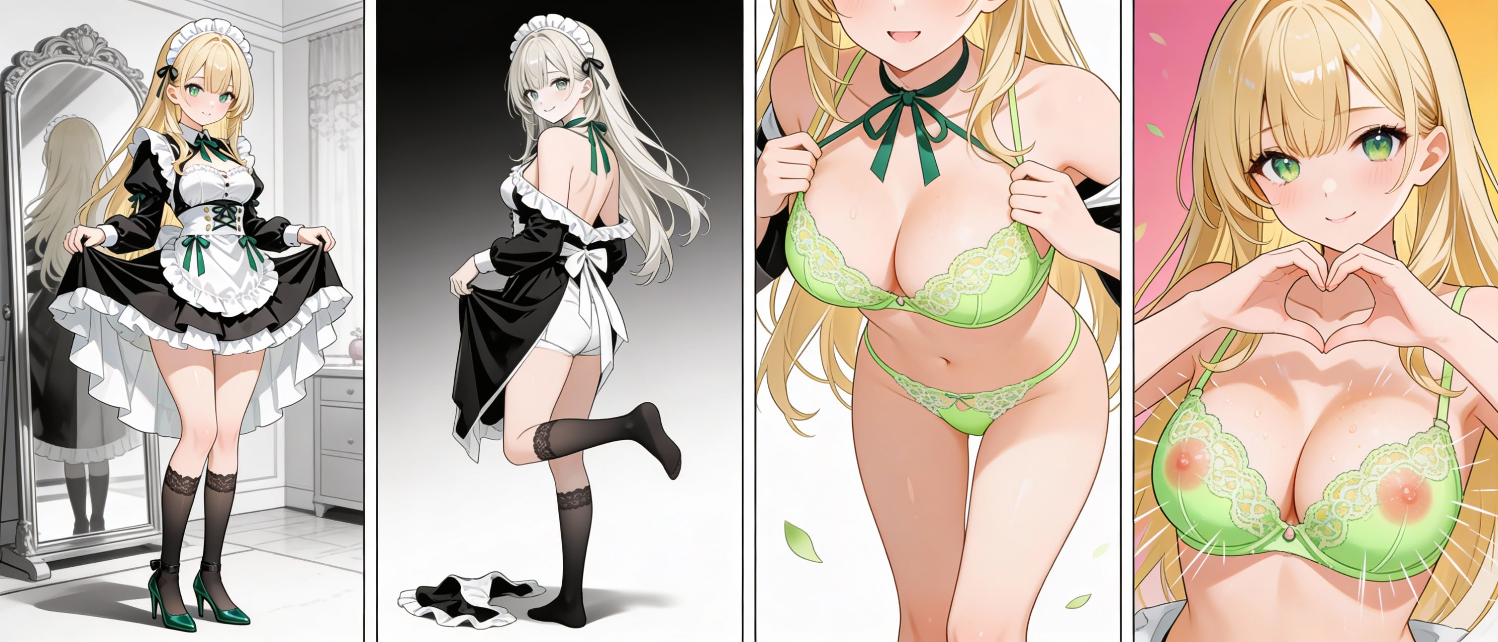 blonde-haired maid's seductive underwear,