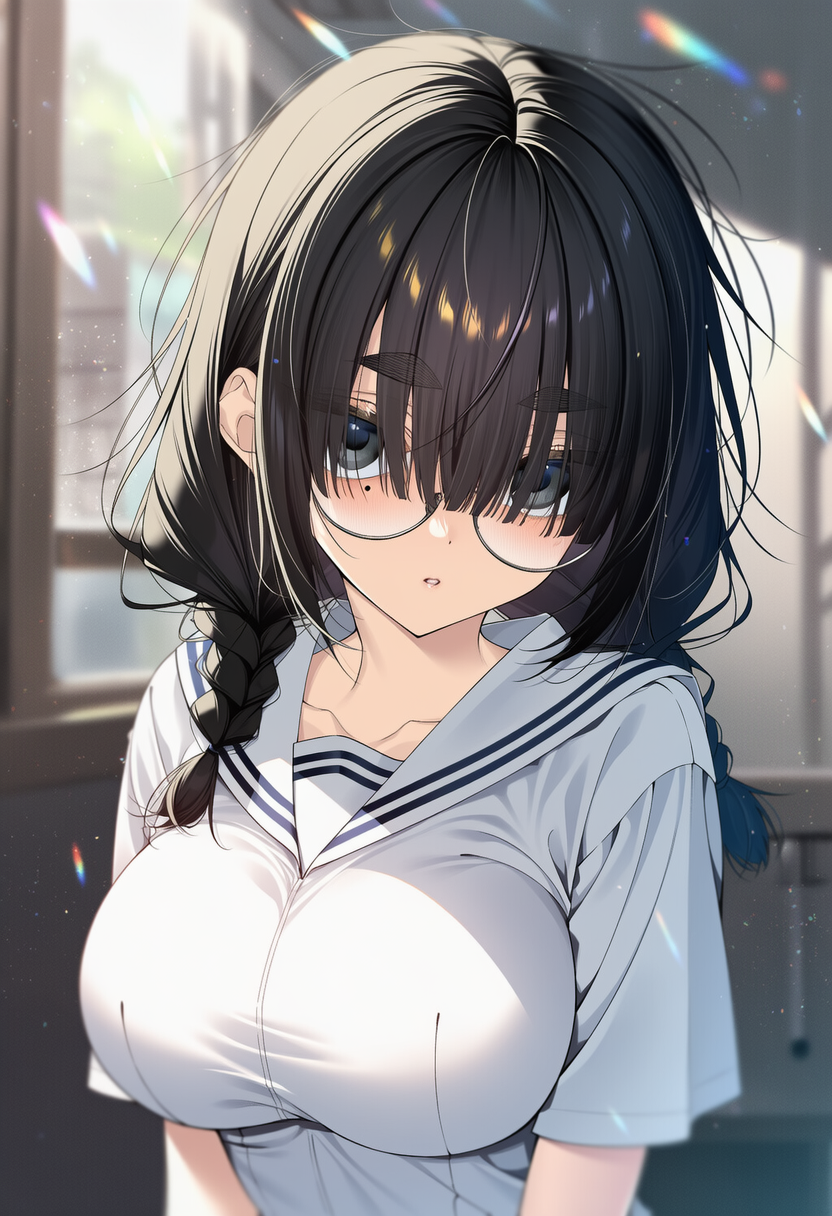 黒髪地味子