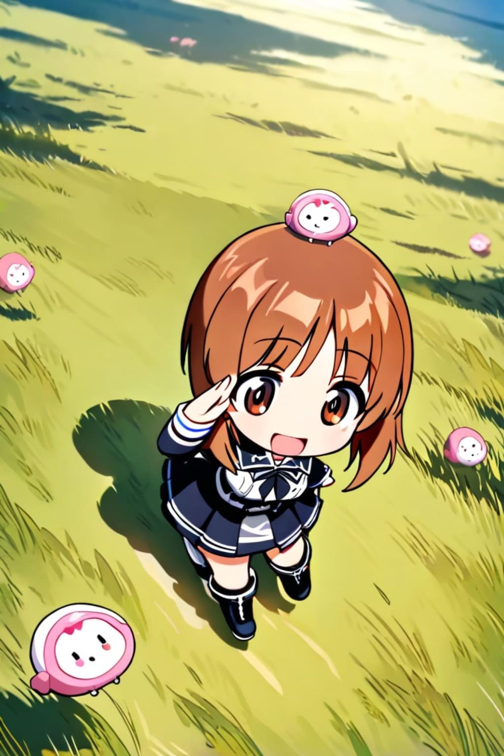 敬礼する西住みほ