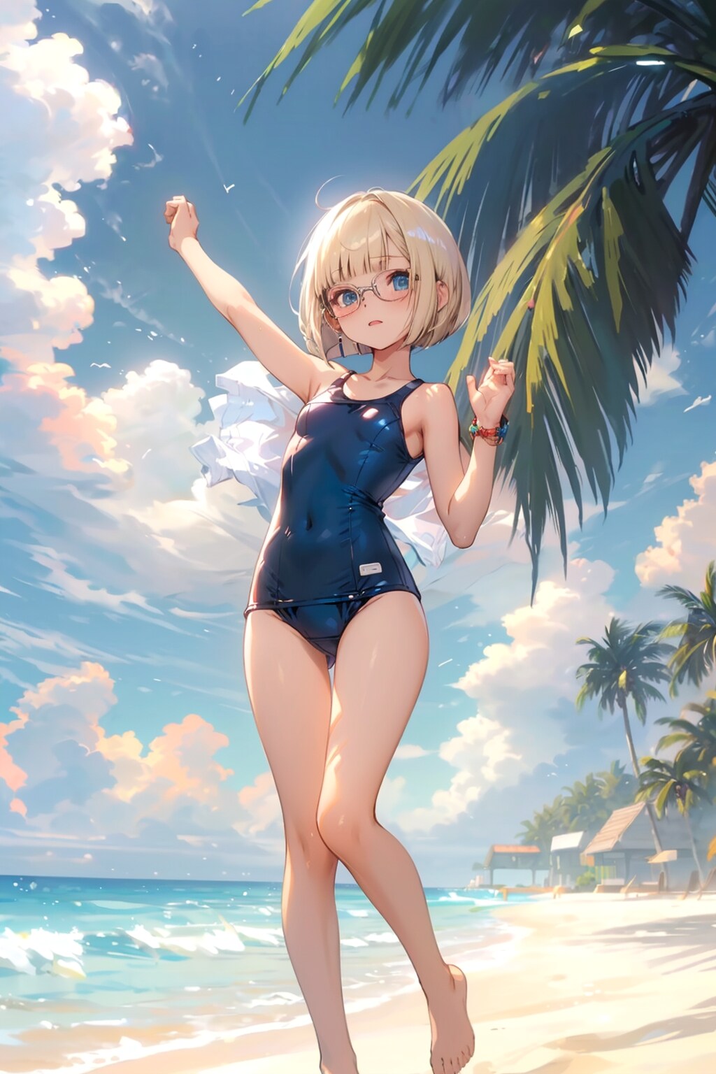 スク水の眼鏡っ娘
