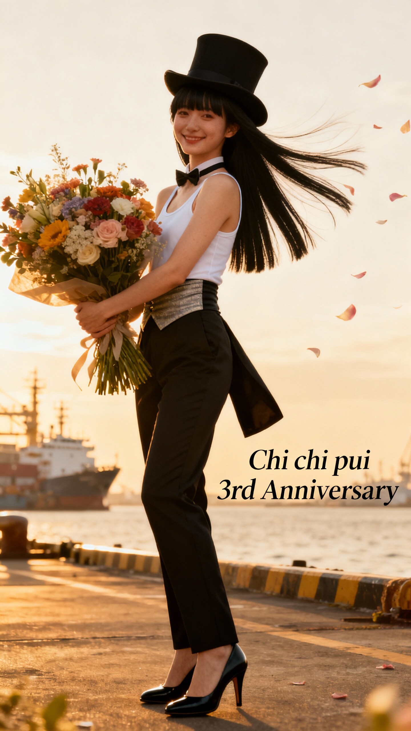 祝！　ちちぷい３周年　かっこかわいいダンサー白鳥英美梨の花束贈呈 in 横浜港（Seedream版）