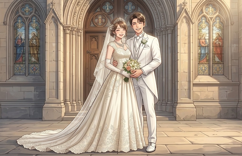 幸せいっぱいの新郎新婦