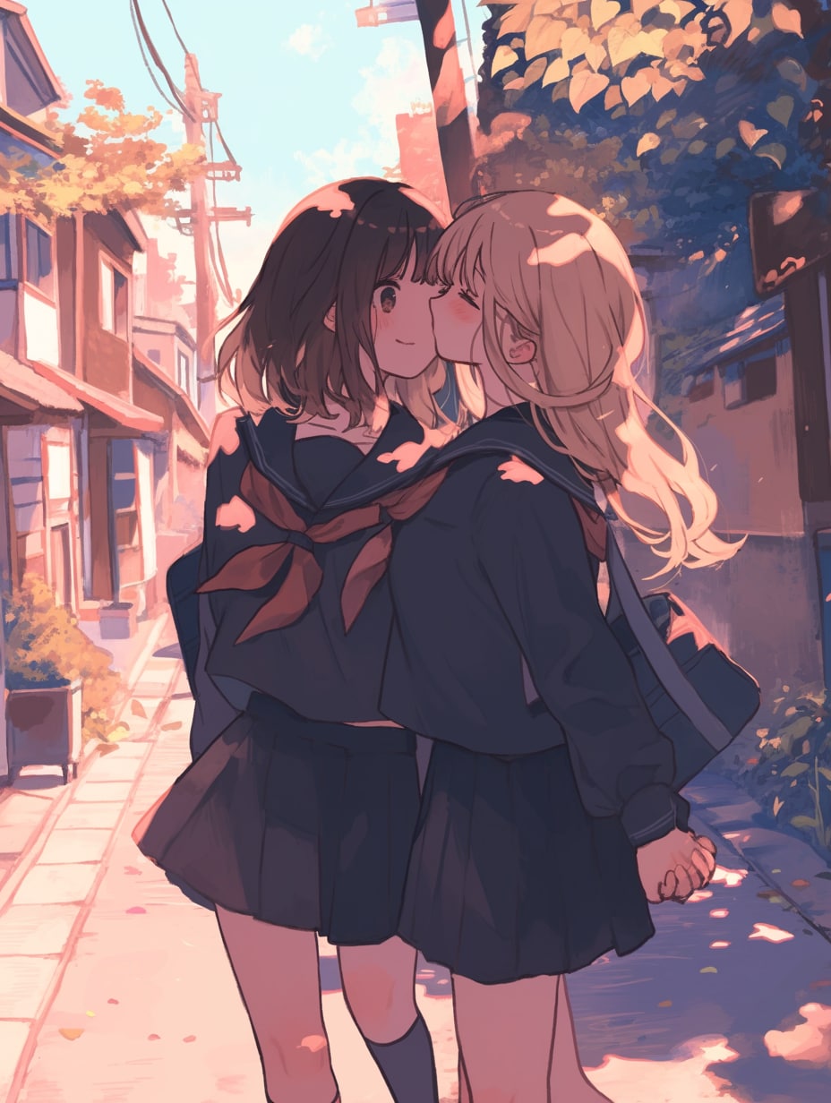 キスしたい二人のJK158 | の人気AIイラスト・グラビア