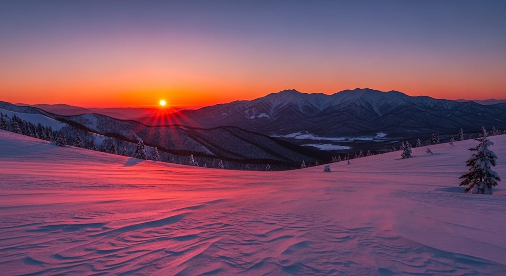 北の大地の夕暮れ