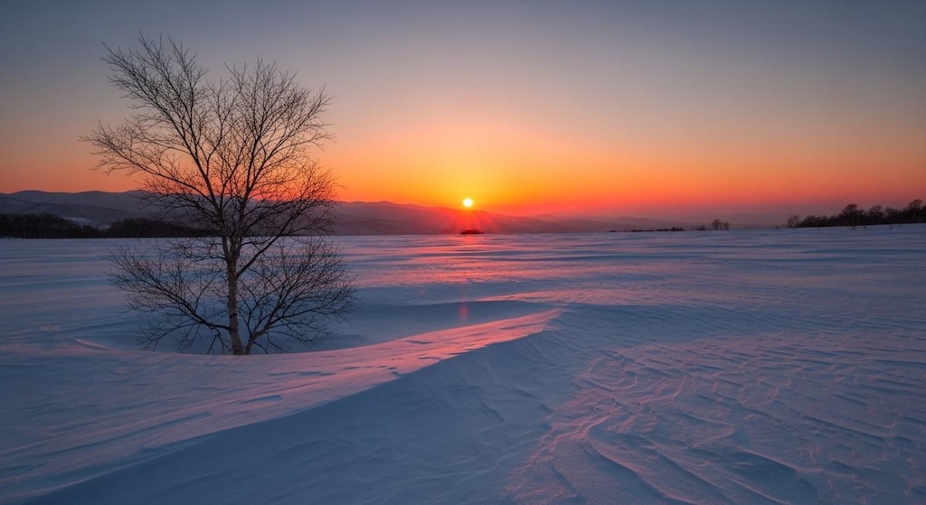 北の大地の夕暮れ
