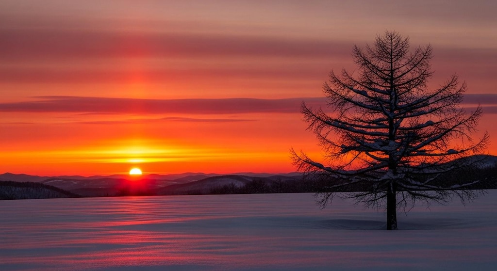 北の大地の夕暮れ
