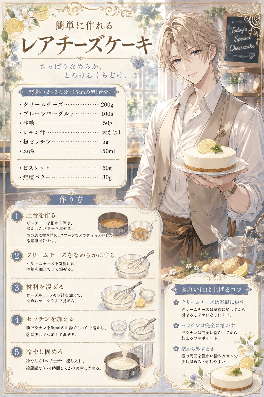 レアチーズケーキ レシピ | の人気AIイラスト・グラビア