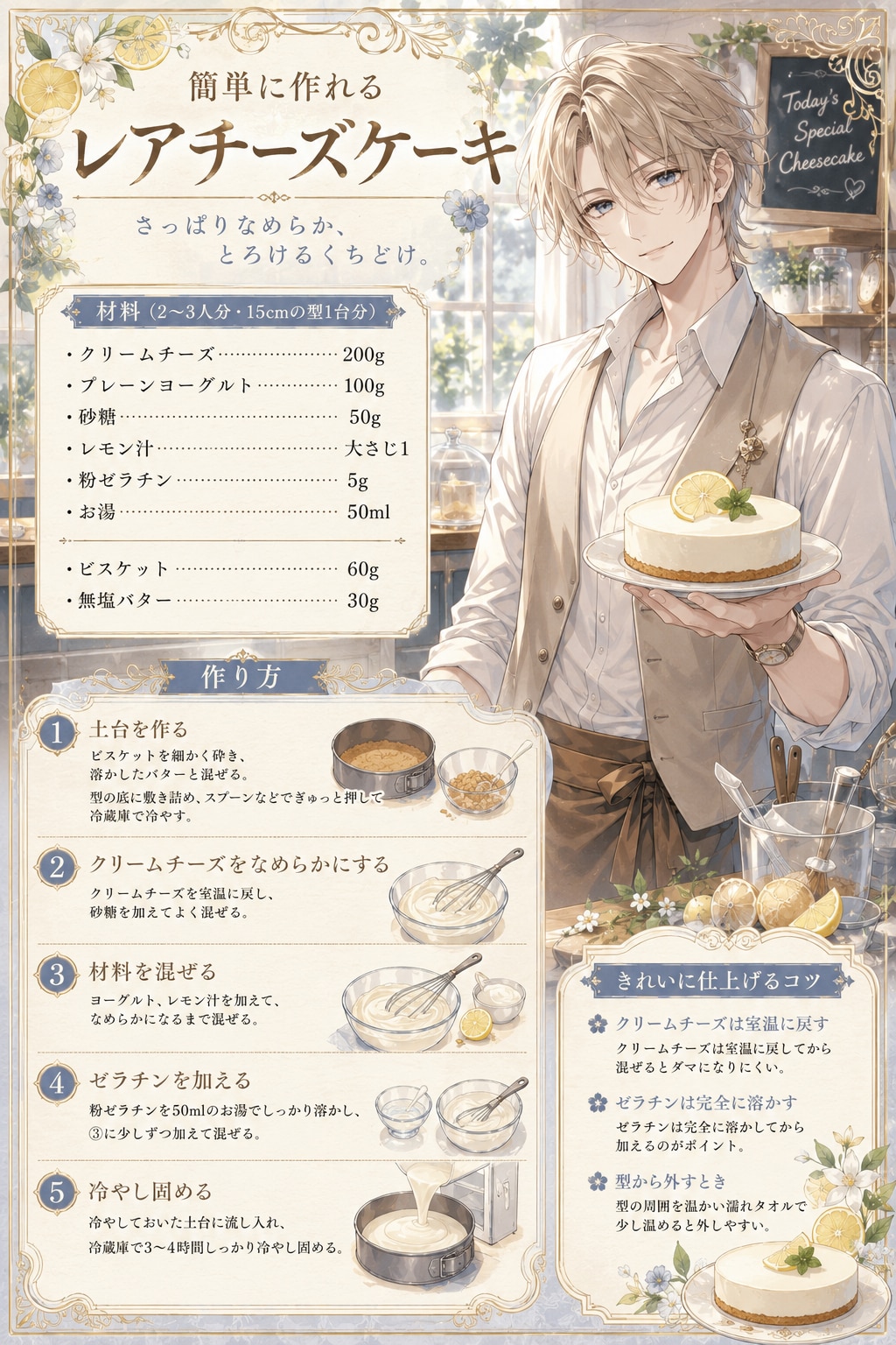 レアチーズケーキ レシピ