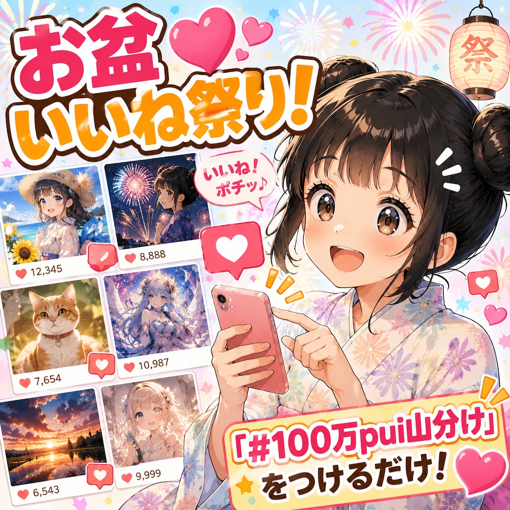 【お盆いいね祭り】「100万pui山分け」をつけるだけ！【毎日実施】