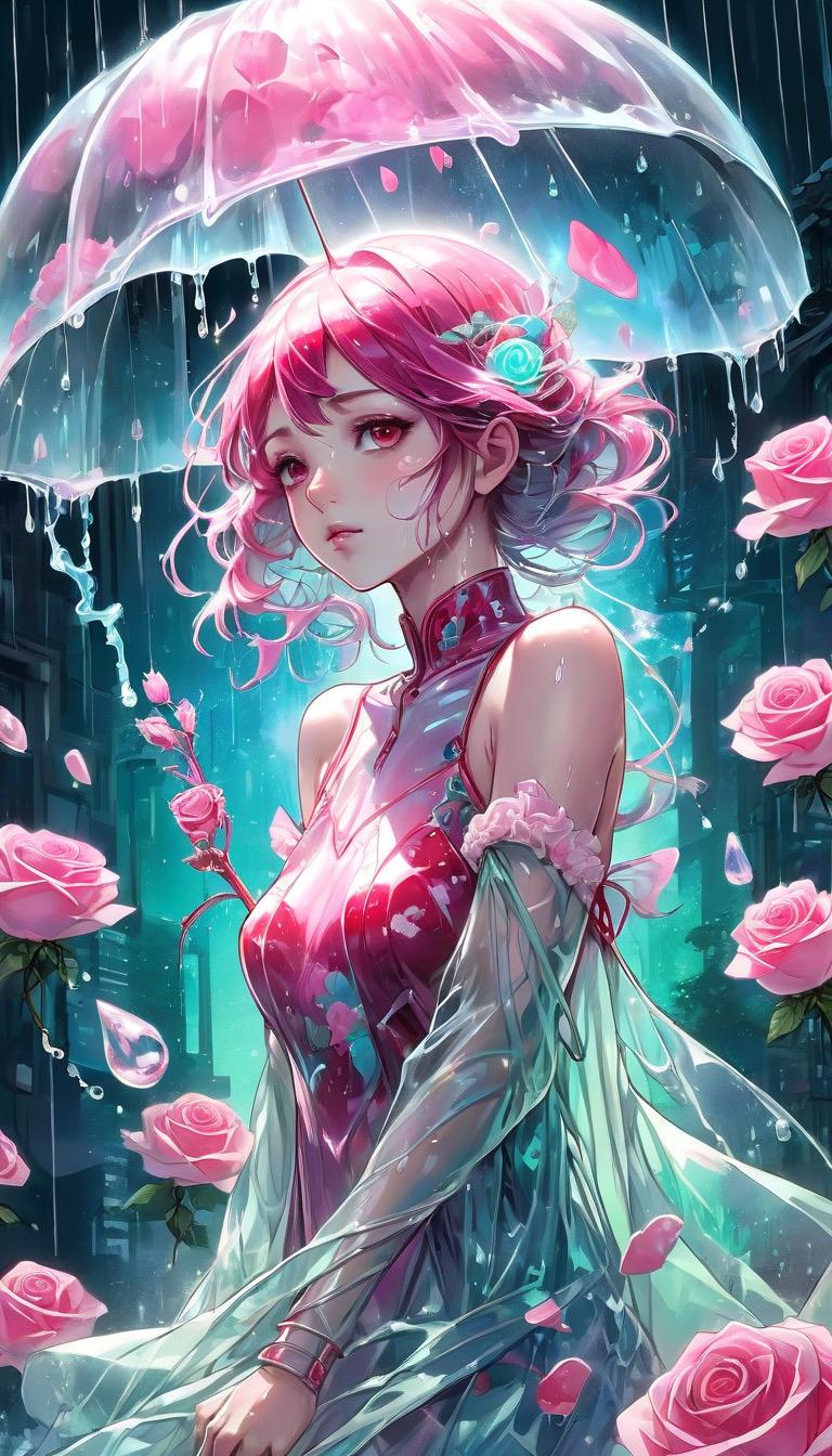 雨と薔薇と女の子 | の人気AIイラスト・グラビア