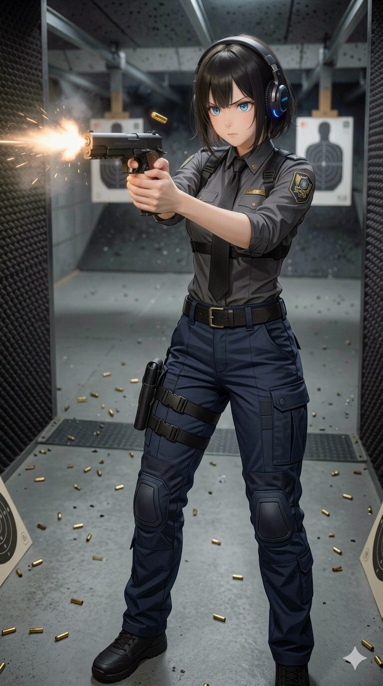 射撃練習シーン💥秋本治奈