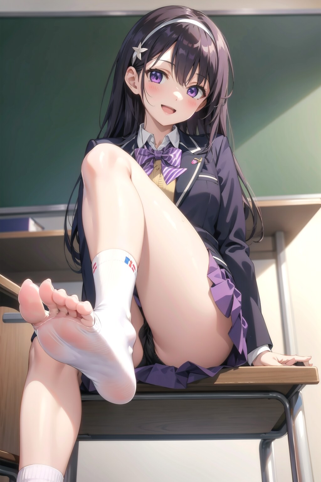 紫の制服で