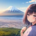 日本風景と少女 2枚目