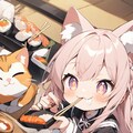 スシを食べるクレイジー猫耳です。 2枚目