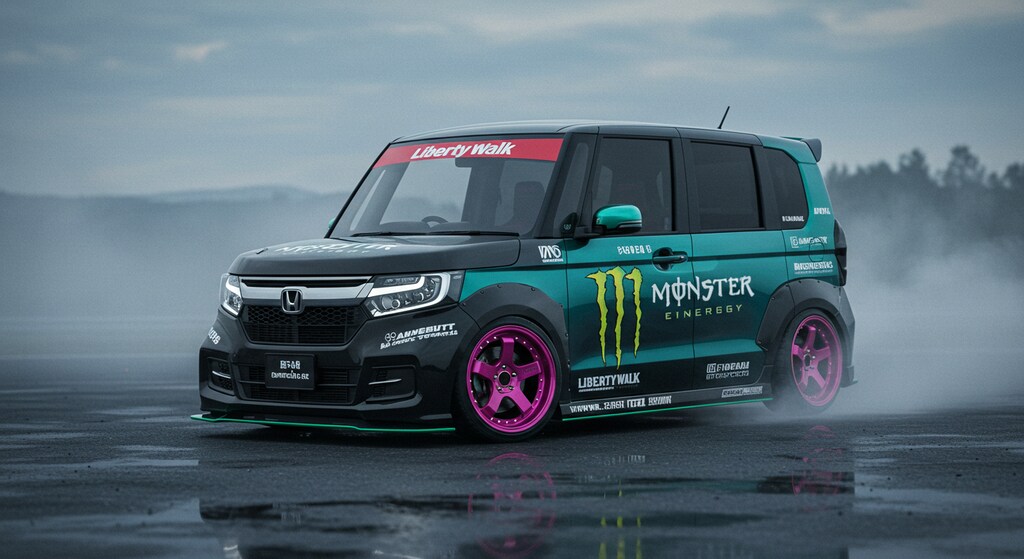 モンスターエナジーリバティーウォークN-BOXのドリ車