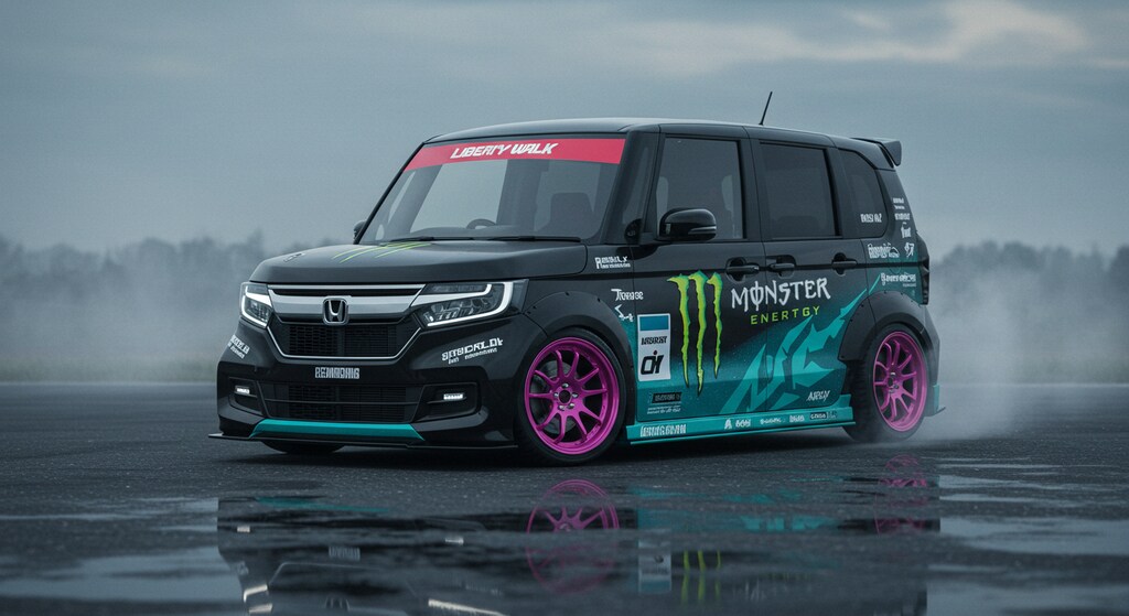 モンスターエナジーリバティーウォークN-BOXのドリ車
