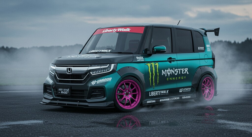 モンスターエナジーリバティーウォークN-BOXのドリ車