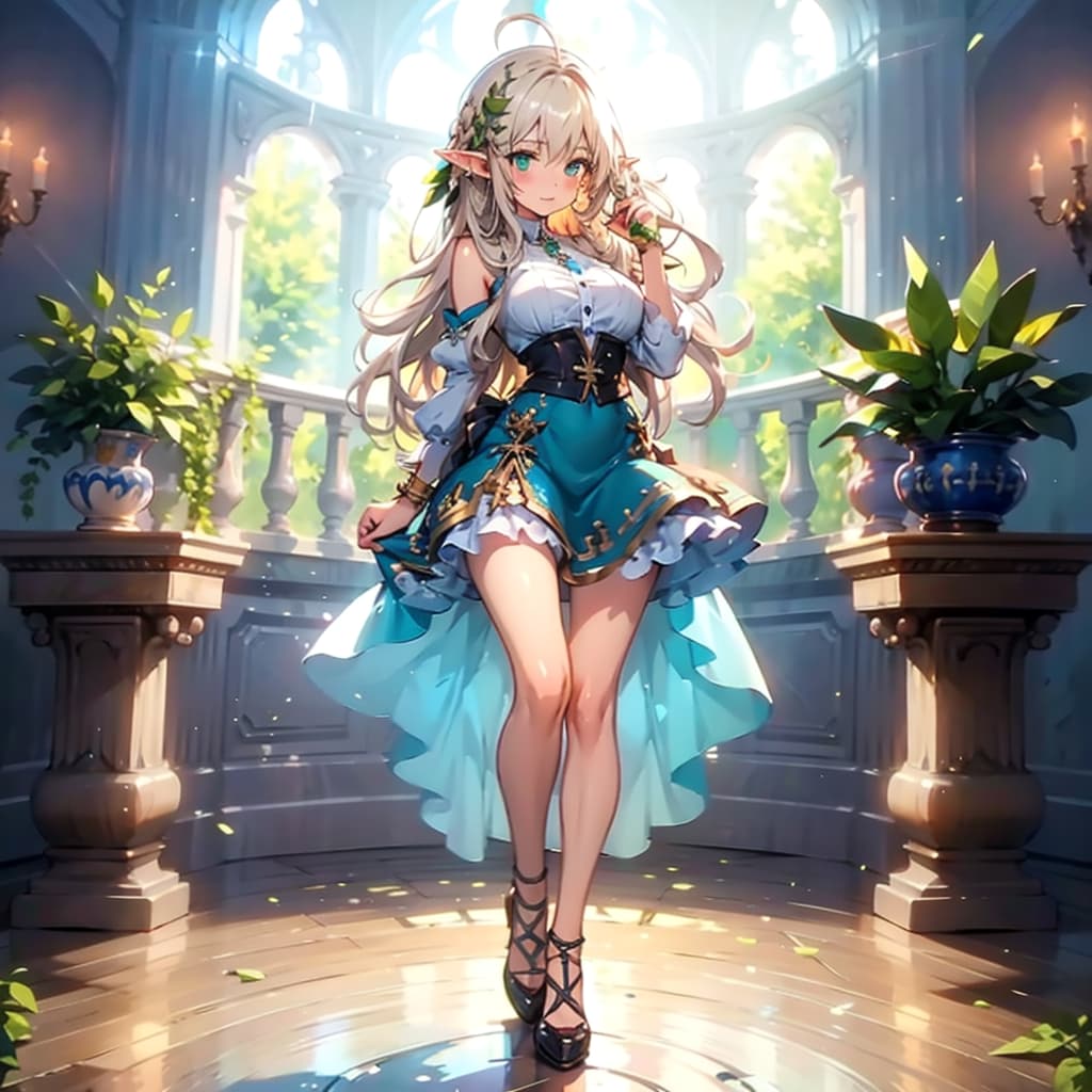 観葉植物に囲まれて