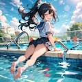 【悲報】JKさん、後先考えず制服のままプールに入ってしまう 9枚目