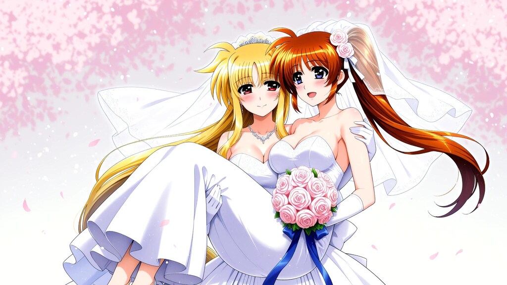 なのはとフェイト　ウエディングドレス姿