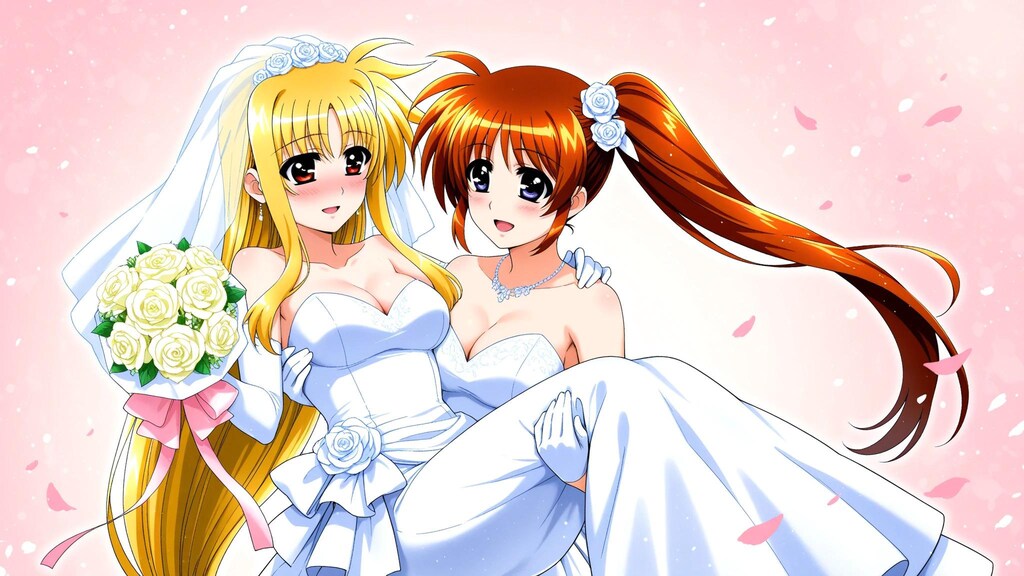 なのはとフェイト　ウエディングドレス姿