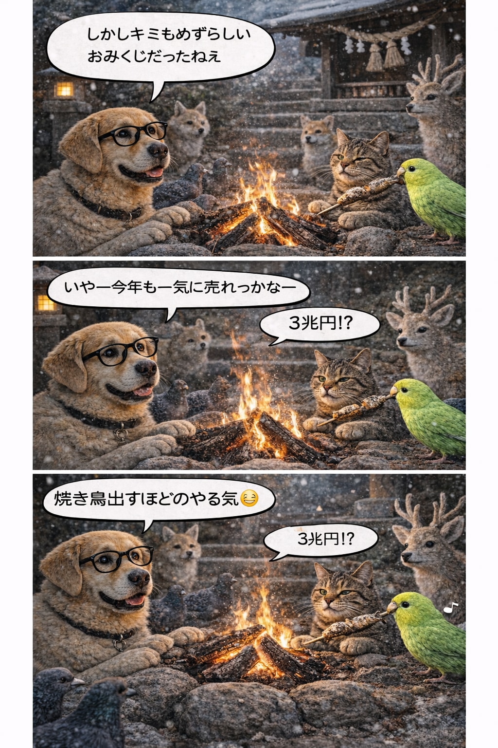 まだまだお正月の　いぬとねこといんこ37