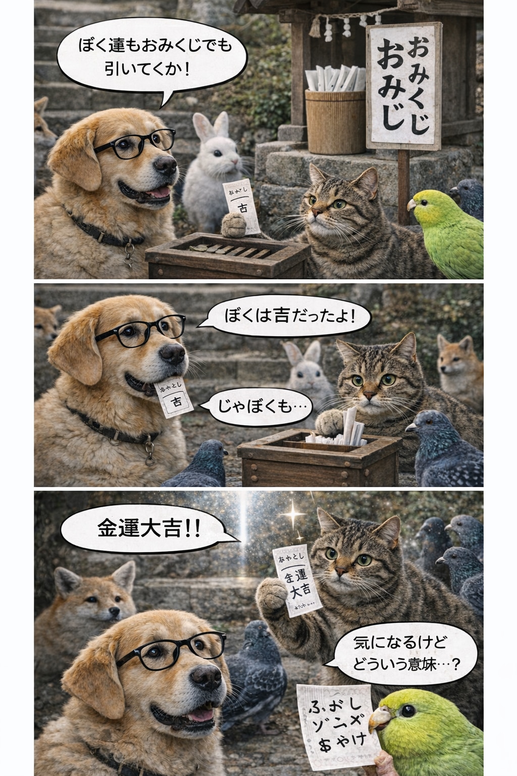まだまだお正月の　いぬとねこといんこ37