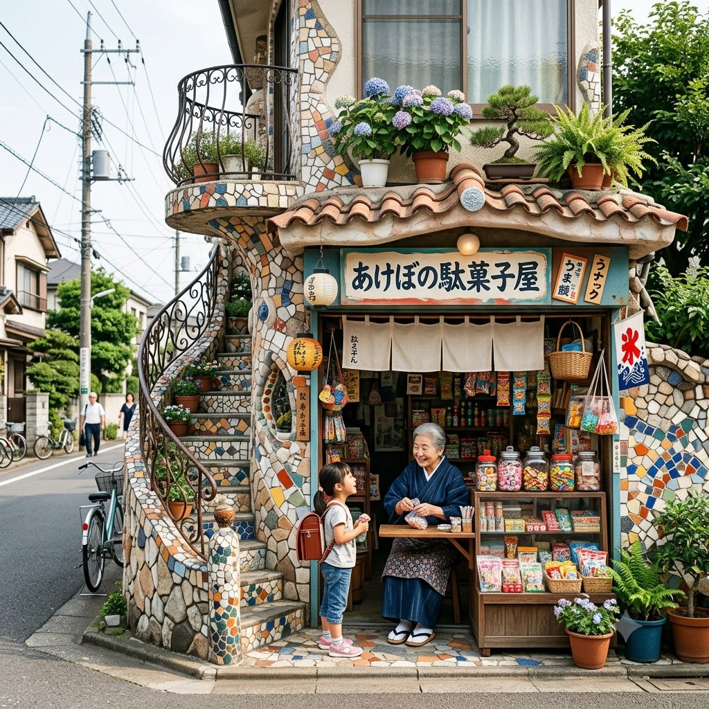 ガウディ風の駄菓子屋