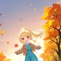 紅葉の中を駆け抜けはしゃぐうちのお嬢さま 2枚目