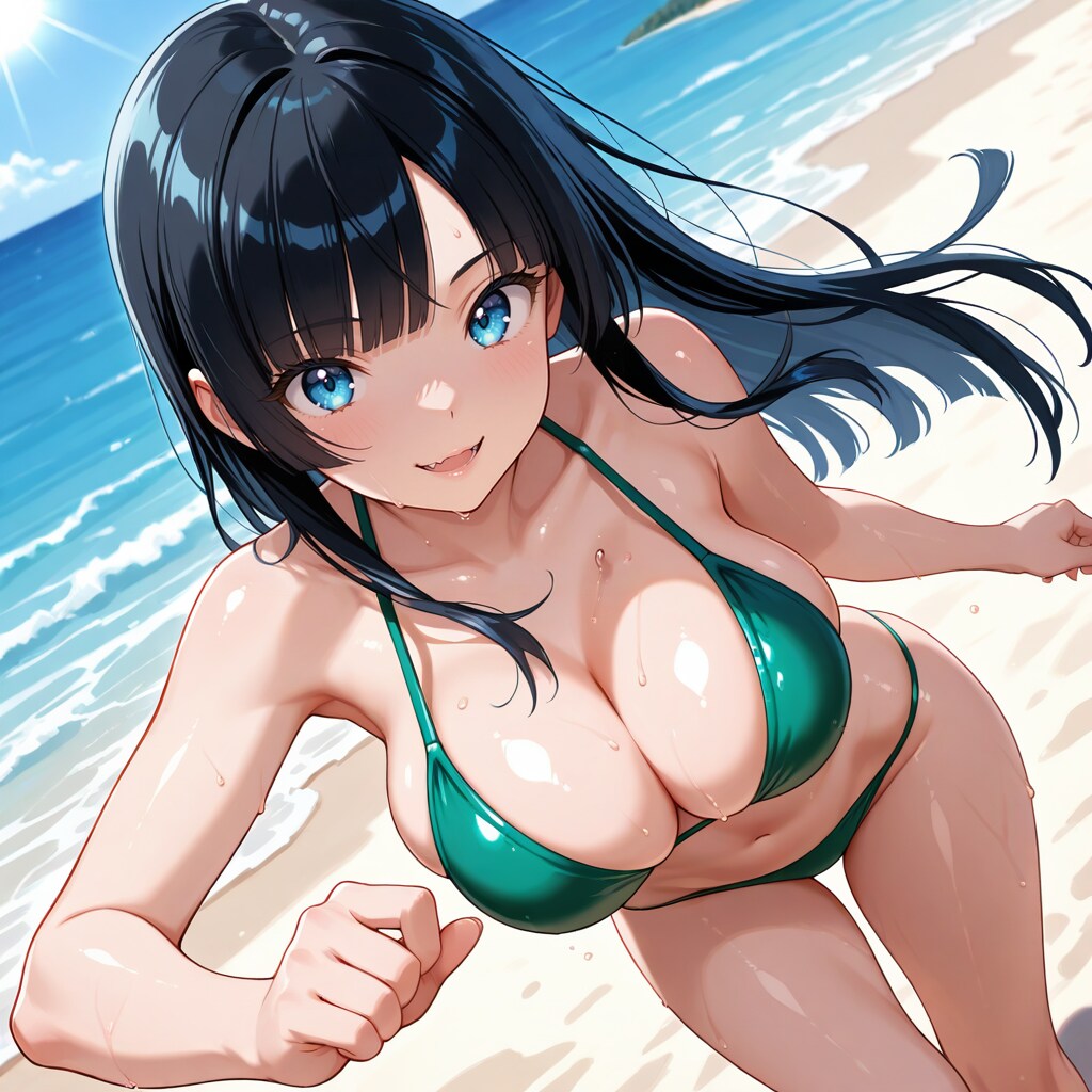 浜辺を疾走