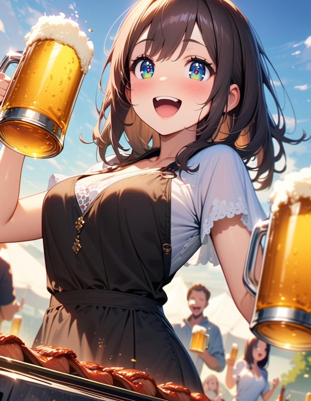 ビール、バーベキュー最高！