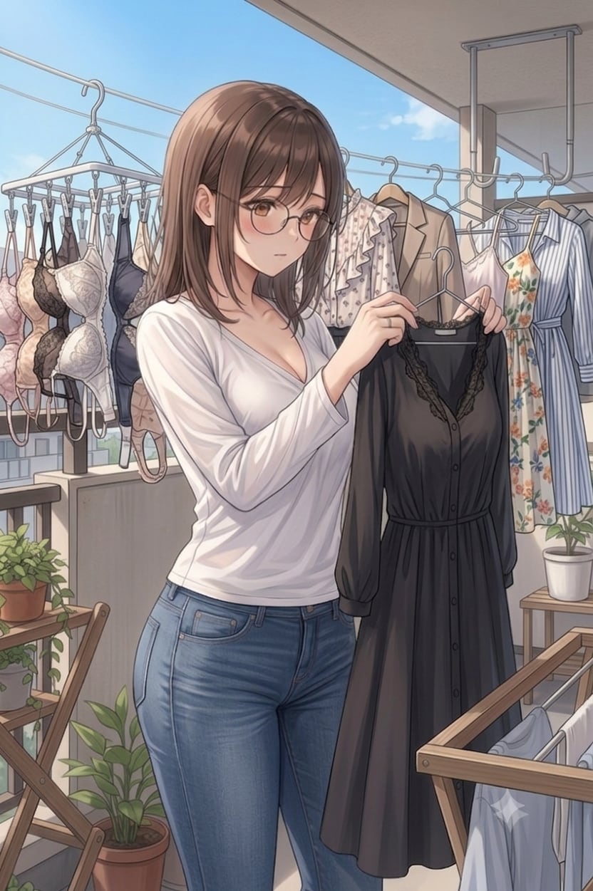 気持ちを切り替えようと洗濯をする若妻