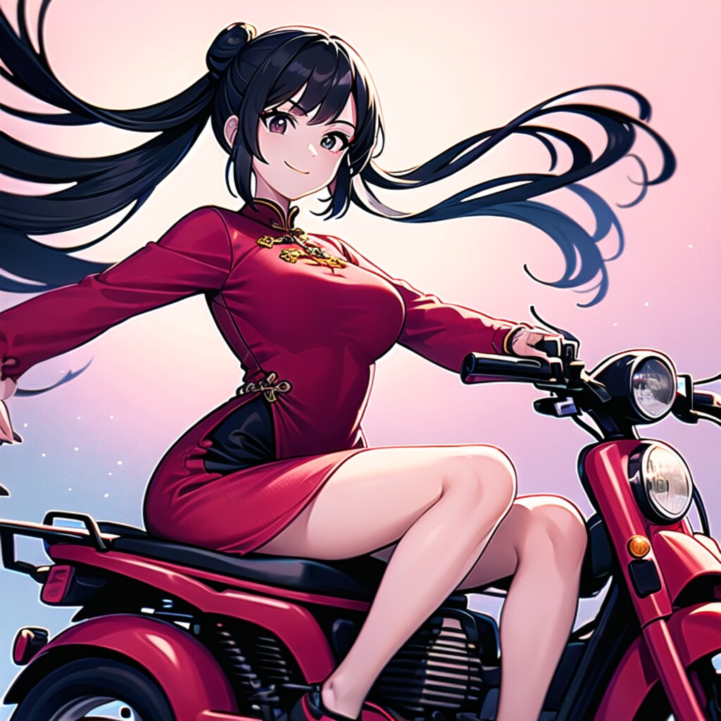小型バイクとアオザイ娘