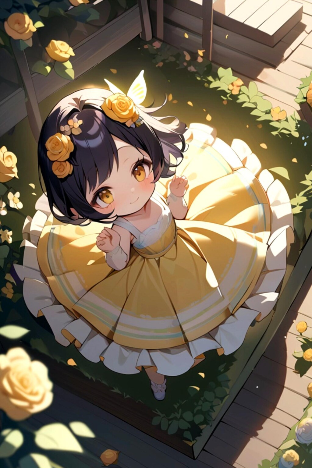 黒髪ちゃんとお花畑