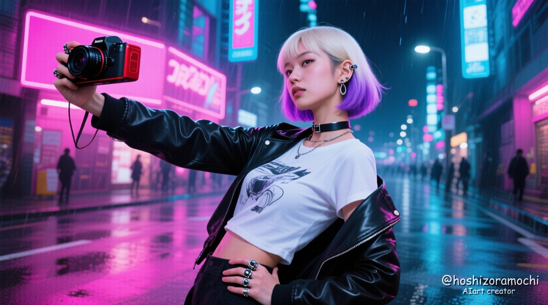 ネオン街の夜を切り取るストリートアーティスト