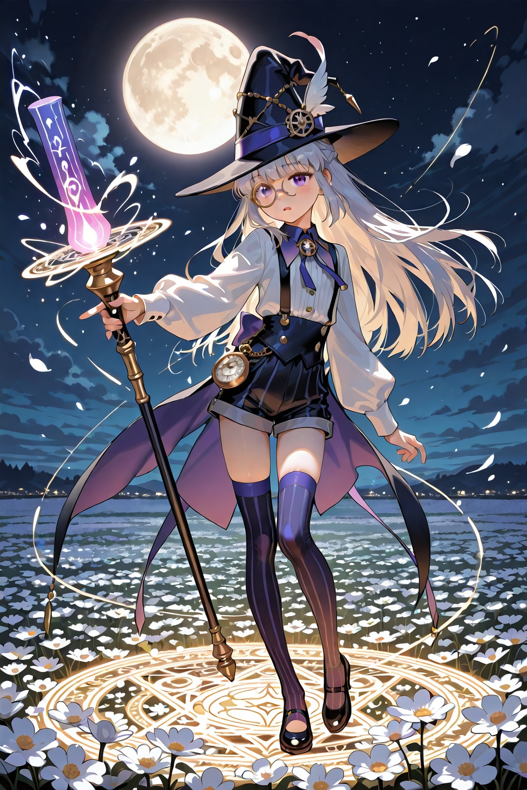 満月と花畑と魔法少女