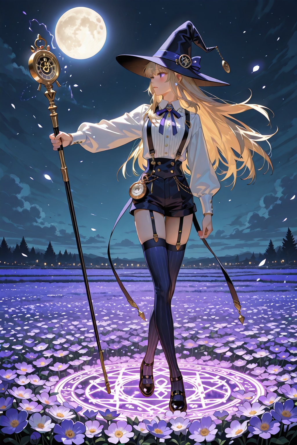 満月と花畑と魔法少女