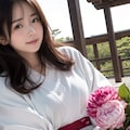 寺院 着物 牡丹の花 5枚目