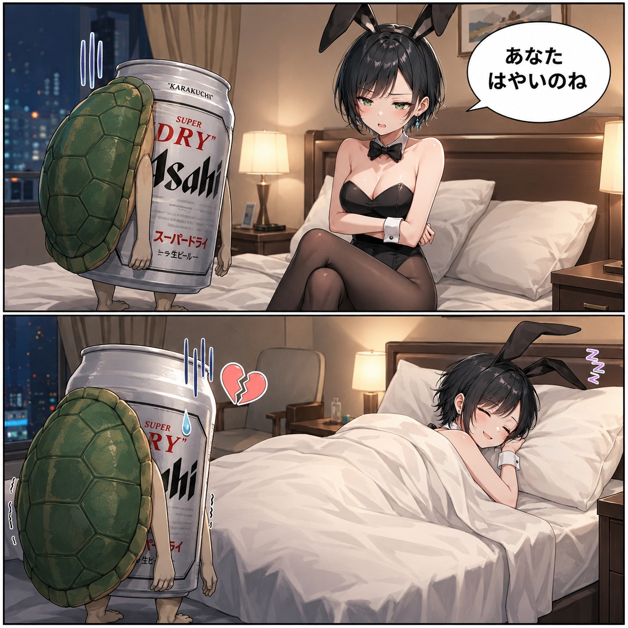 藍音ちゃんでウサギとカメ