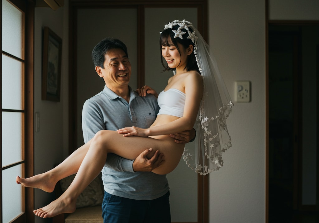 （オマージュ作品）(ImageFX習作)「星形ブロックは花嫁衣装に良く似合う」