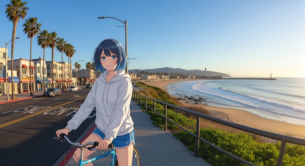 自転車に乗る WAVEちゃん_ImageFX