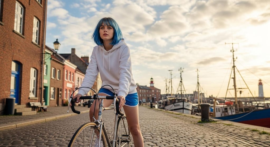 自転車に乗る WAVEちゃん_ImageFX