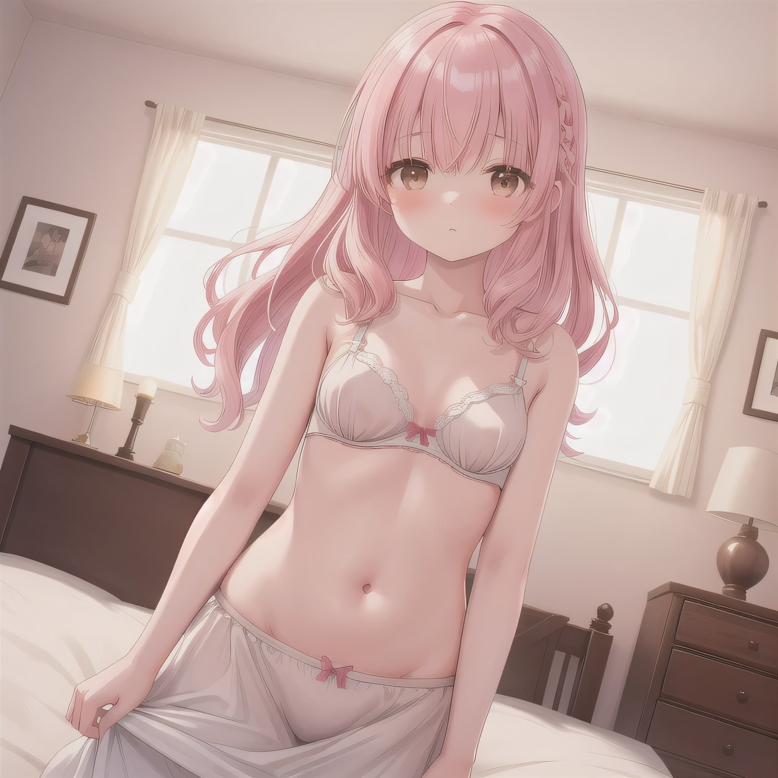 ピンク髪ロングで下着の少女１５