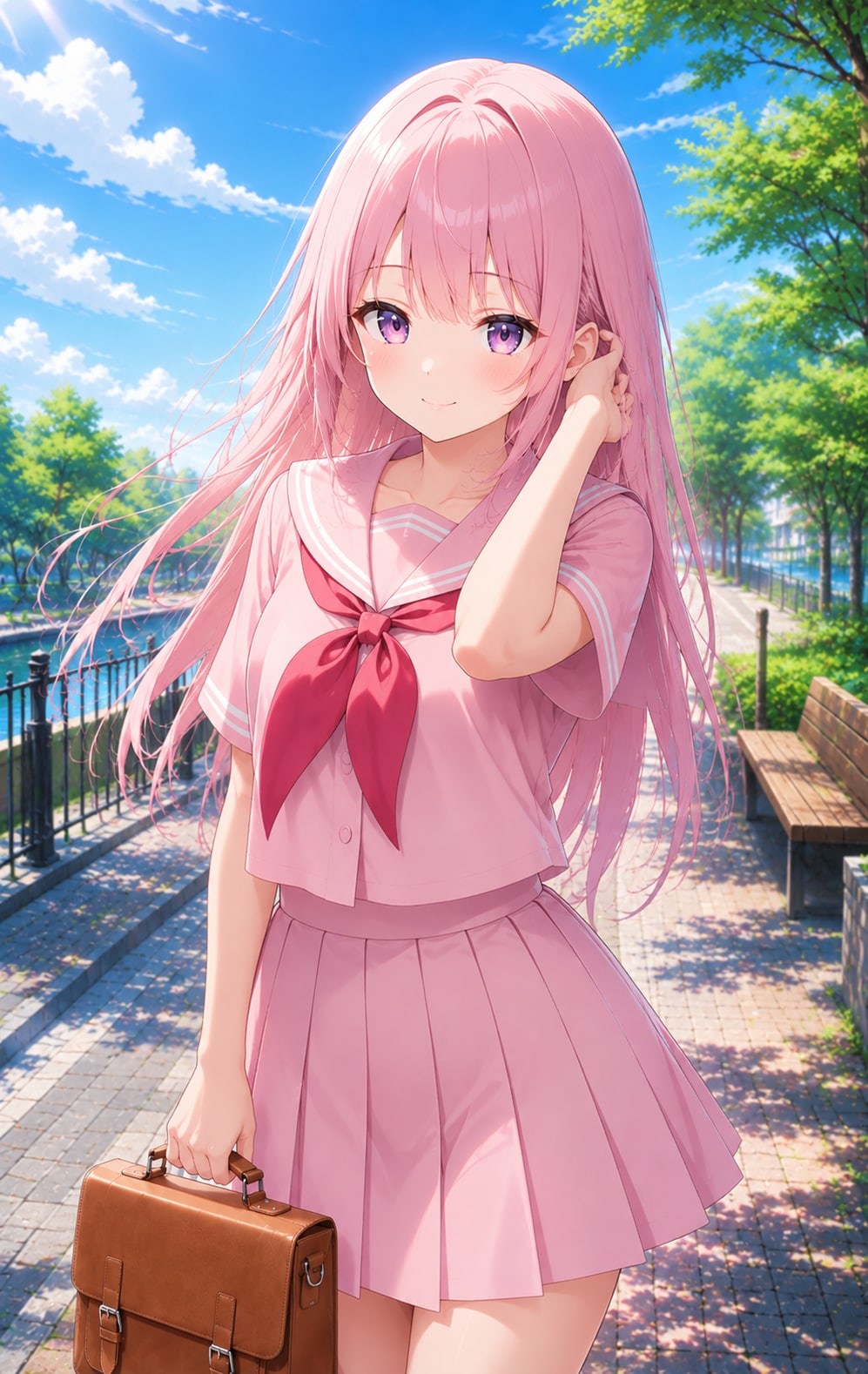 ピンクのセーラー服