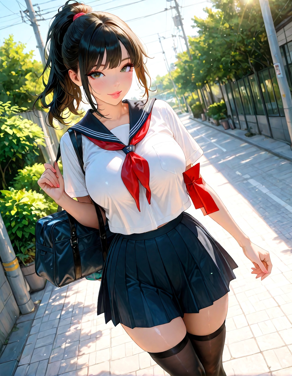 巨乳美少女通学路⑤